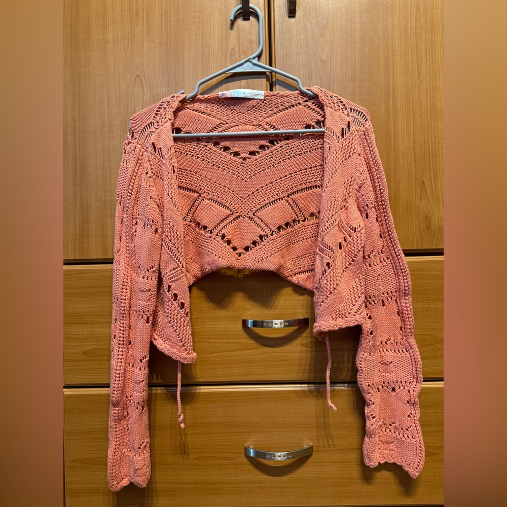 Elegant Coral Women's Knit Shrug